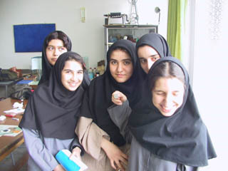 Farzanegan High School students in Tehran, Iran, with one of their Starshine mirrors